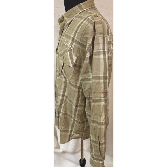 Polaris Ranger Mens 2XL Brown Plaid Button Up Long Sleeve Epaulettes Logo Shirt - Picture 6 of 13